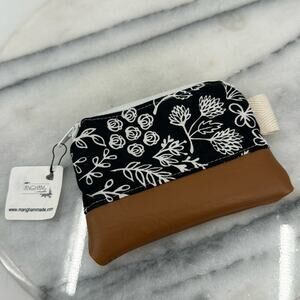 NWT Handmade fabric faux leather coin purse
